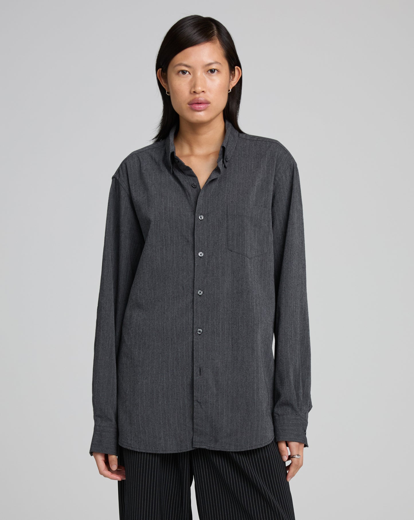 Shirt - Grey Pinstripe