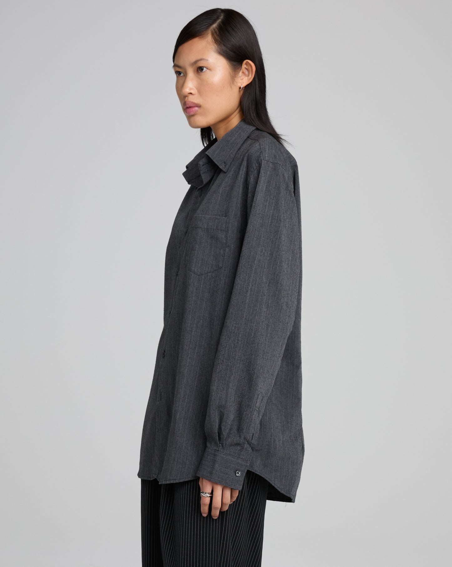 Shirt - Grey Pinstripe