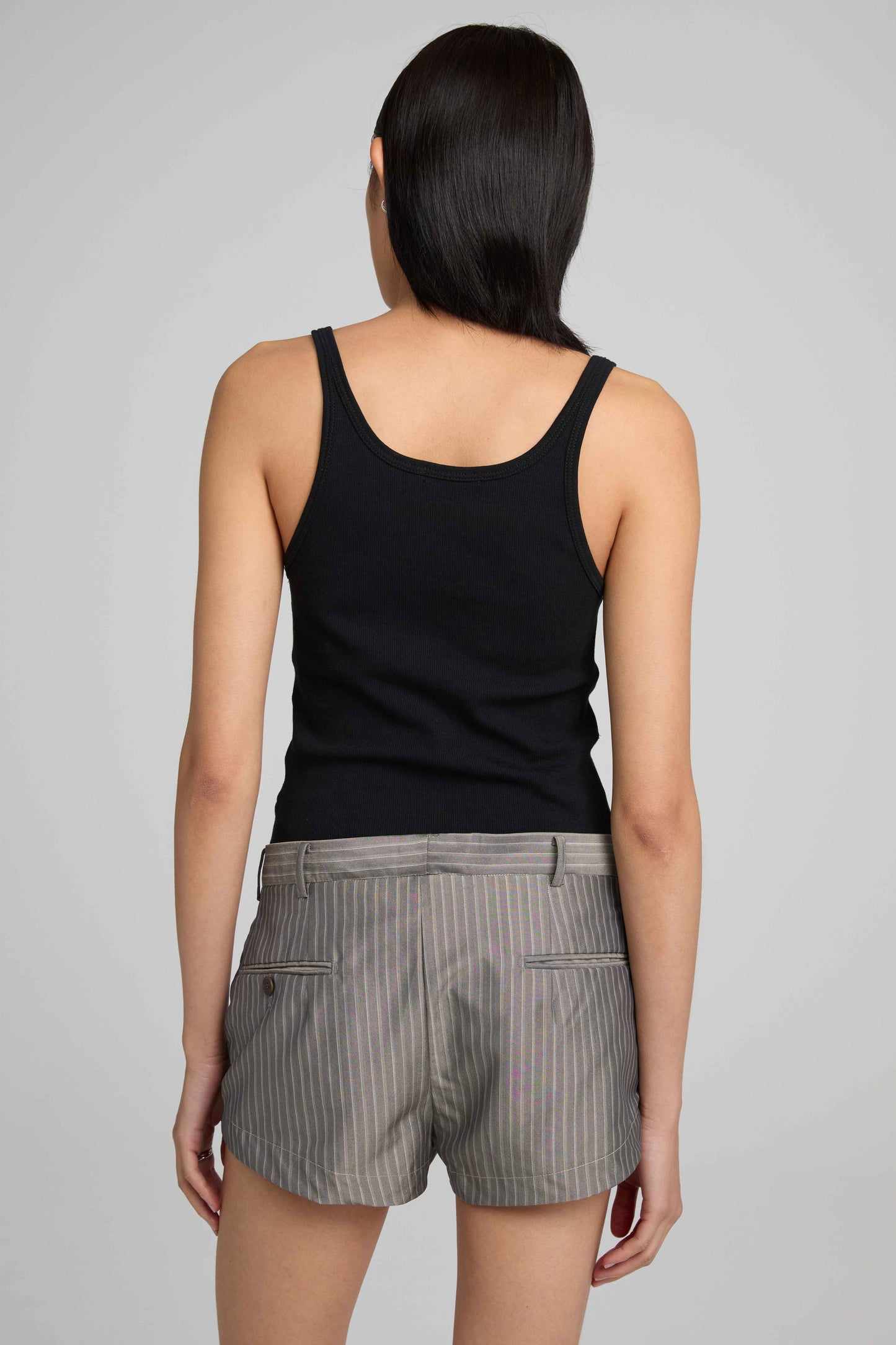 Mini Tailored Short - Grey Pinstripe